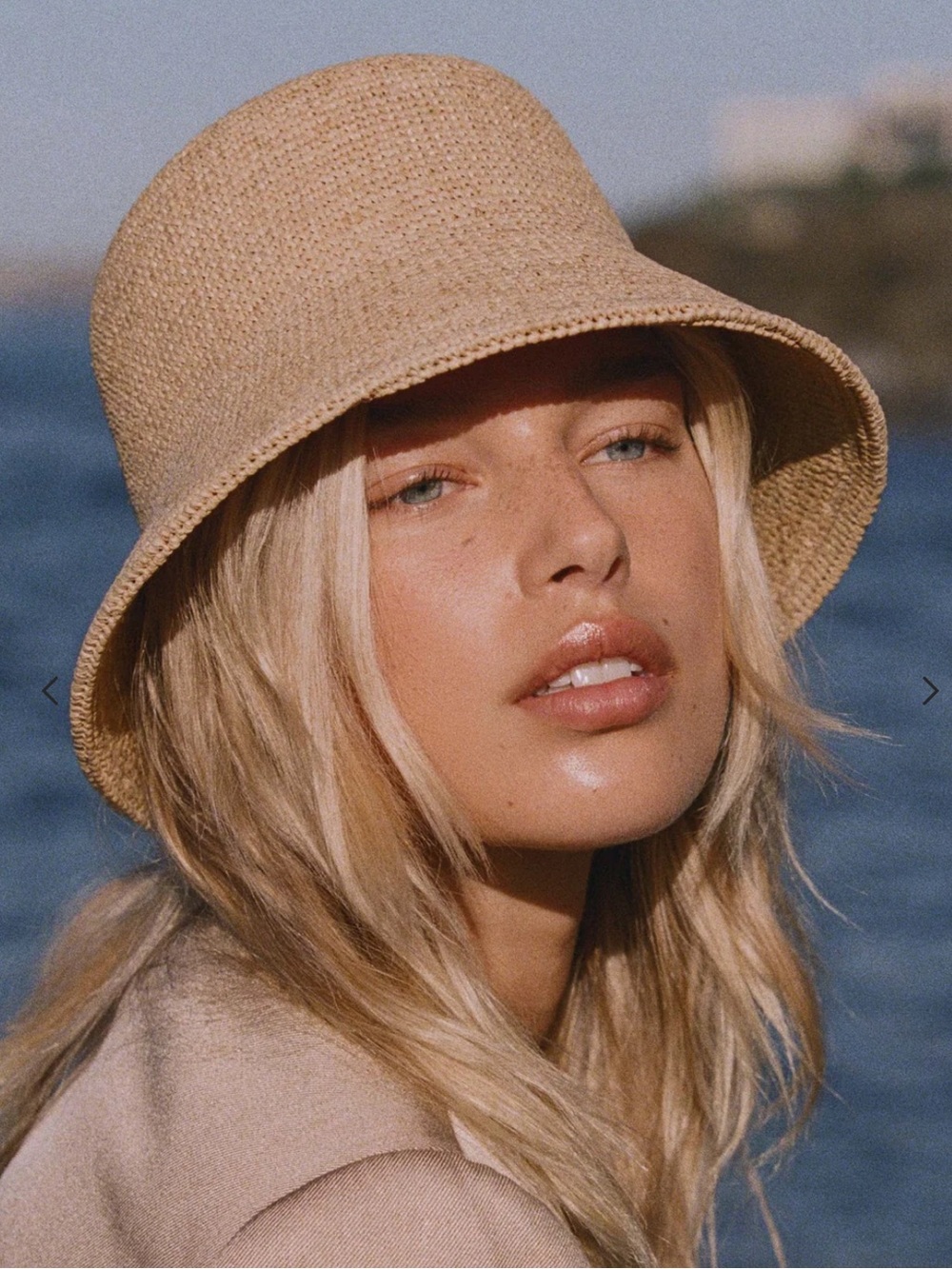 Lack Of Color Tan Straw Bucket Hat